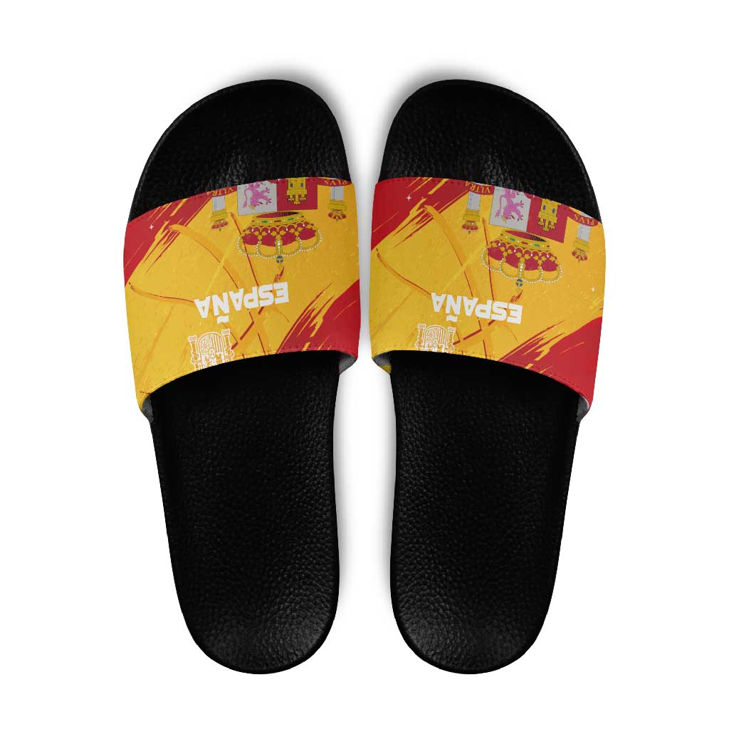Basketball Fan Jersey Spanish Slide Sandals Royal Seal of España - Wonder Print Shop