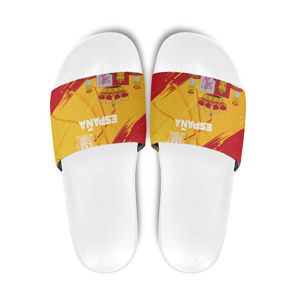 Basketball Fan Jersey Spanish Slide Sandals Royal Seal of España - Wonder Print Shop
