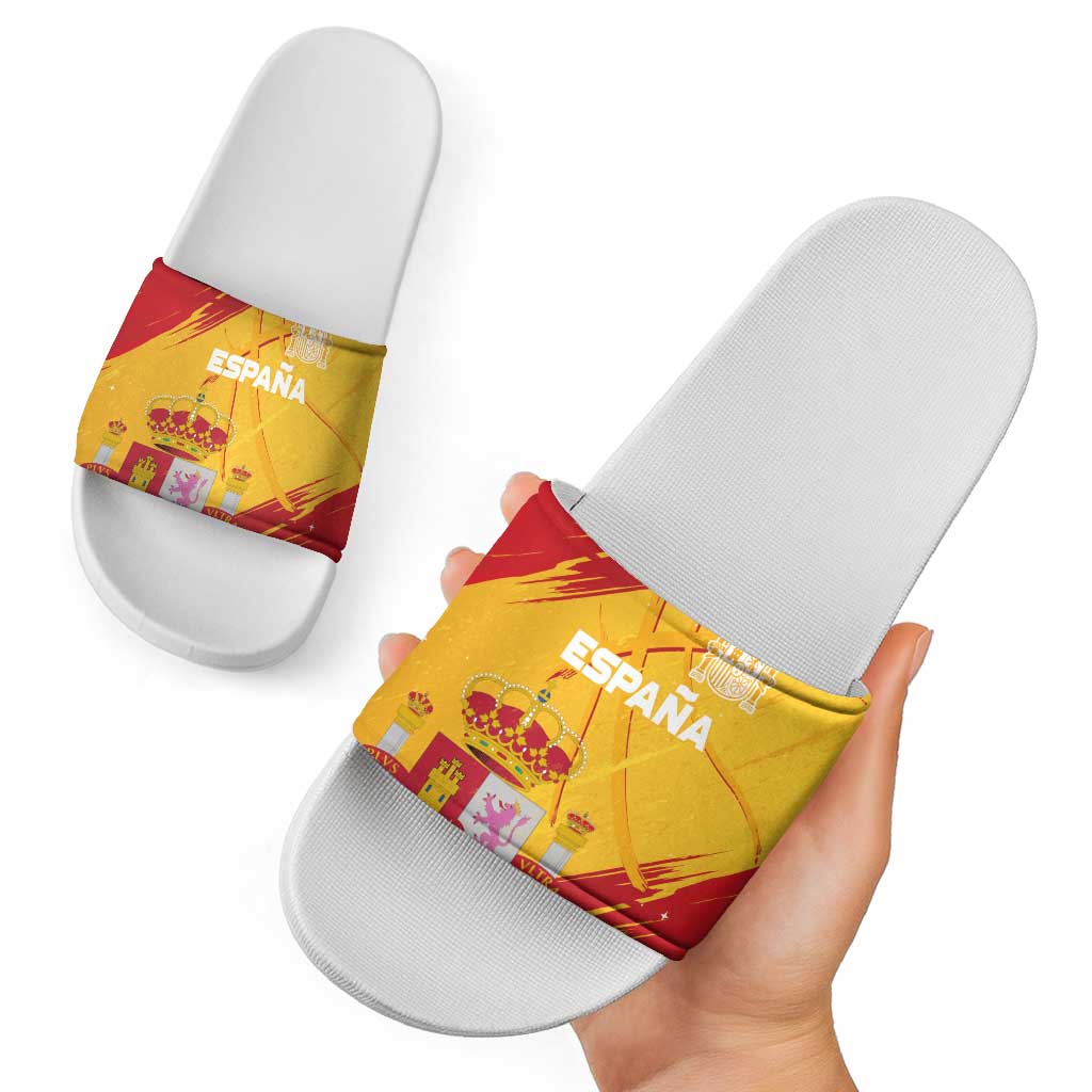 Basketball Fan Jersey Spanish Slide Sandals Royal Seal of España - Wonder Print Shop