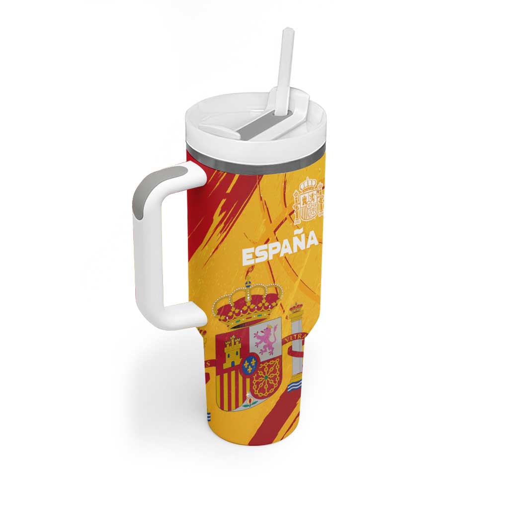Custom Basketball Fan Jersey Spanish Tumbler With Handle Royal Seal of España - Wonder Print Shop