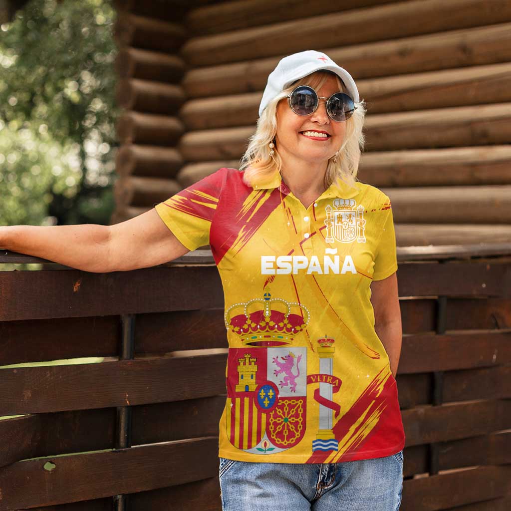Custom Basketball Fan Jersey Spanish Women Polo Shirt Royal Seal of España - Wonder Print Shop