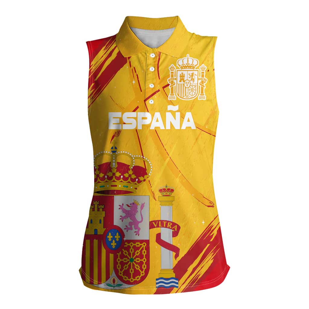 Custom Basketball Fan Jersey Spanish Women Sleeveless Polo Shirt Royal Seal of España - Wonder Print Shop