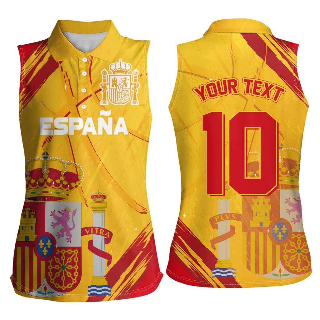 Custom Basketball Fan Jersey Spanish Women Sleeveless Polo Shirt Royal Seal of España - Wonder Print Shop