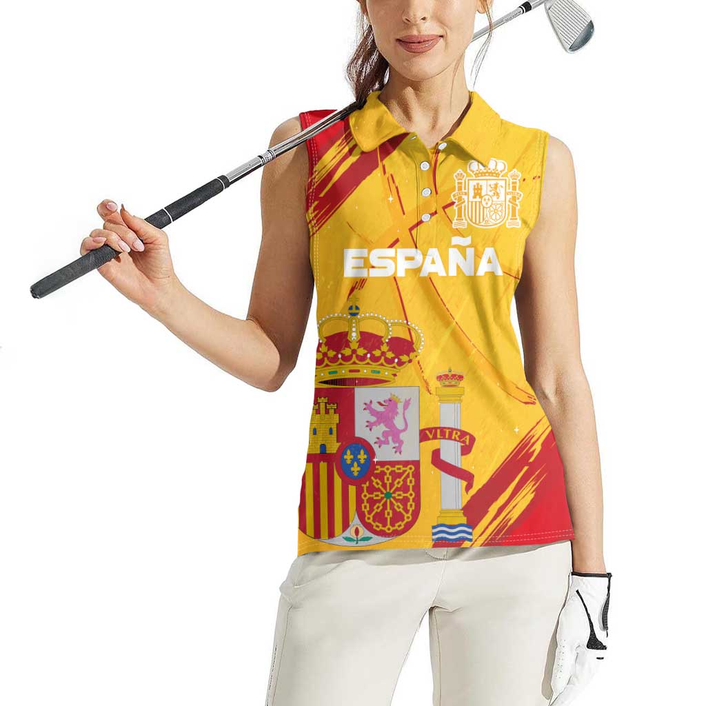 Custom Basketball Fan Jersey Spanish Women Sleeveless Polo Shirt Royal Seal of España - Wonder Print Shop