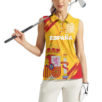 Custom Basketball Fan Jersey Spanish Women Sleeveless Polo Shirt Royal Seal of España - Wonder Print Shop