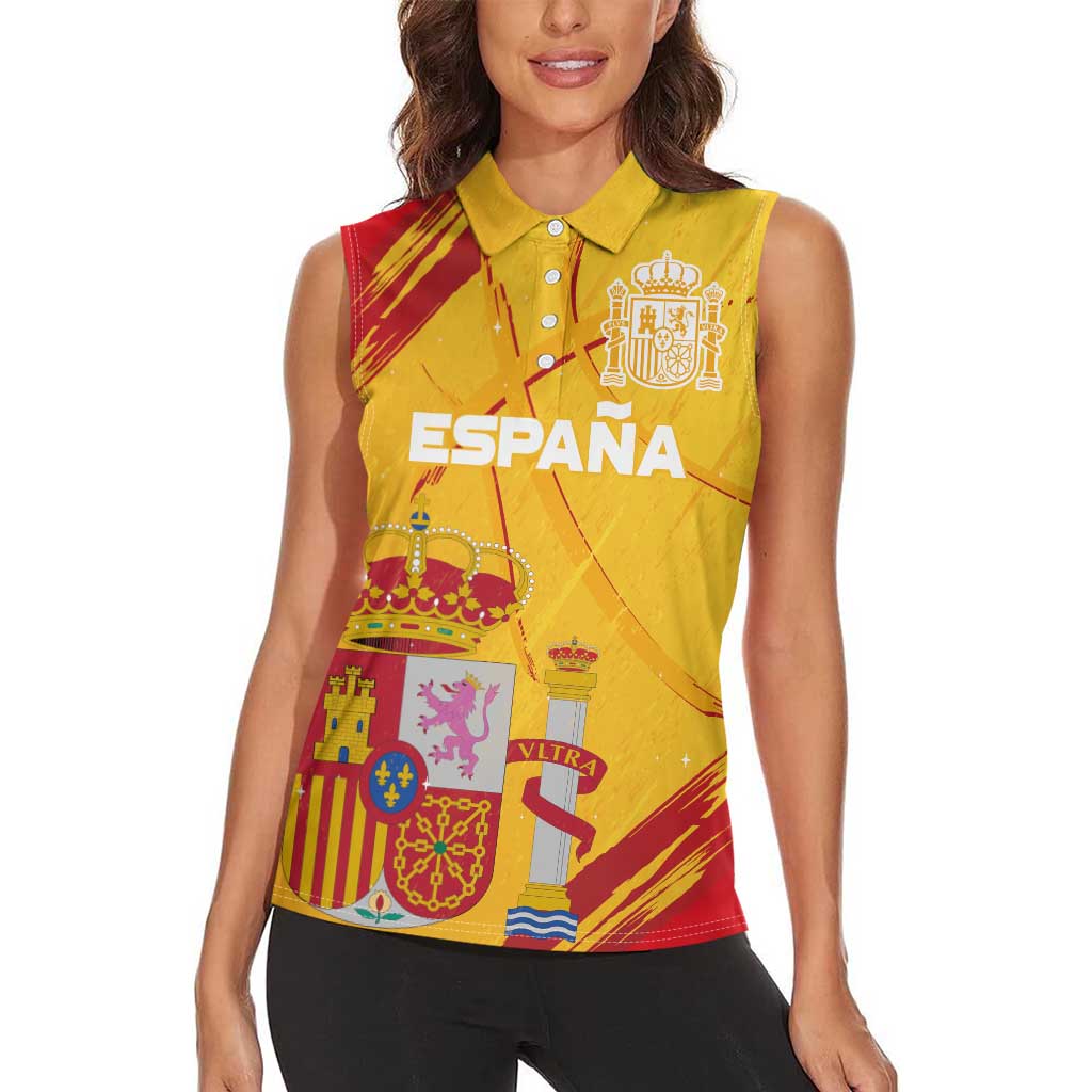 Custom Basketball Fan Jersey Spanish Women Sleeveless Polo Shirt Royal Seal of España - Wonder Print Shop