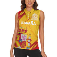 Custom Basketball Fan Jersey Spanish Women Sleeveless Polo Shirt Royal Seal of España - Wonder Print Shop