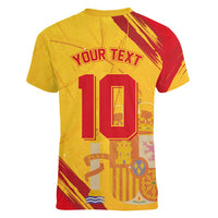 Custom Basketball Fan Jersey Spanish Women V-Neck T-Shirt Royal Seal of España - Wonder Print Shop