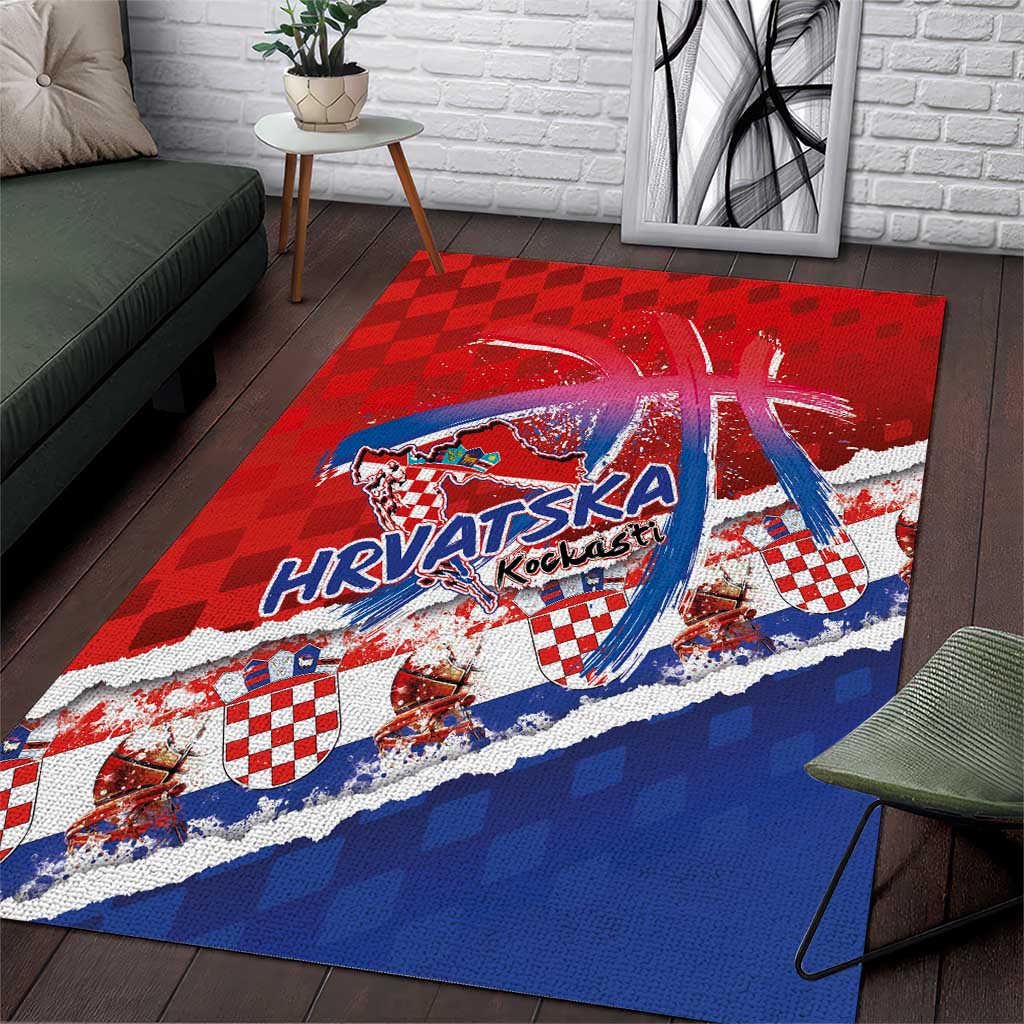 Basketball Fan Jersey Croatian Area Rug Hrvatska-The Chequered Ones - Wonder Print Shop