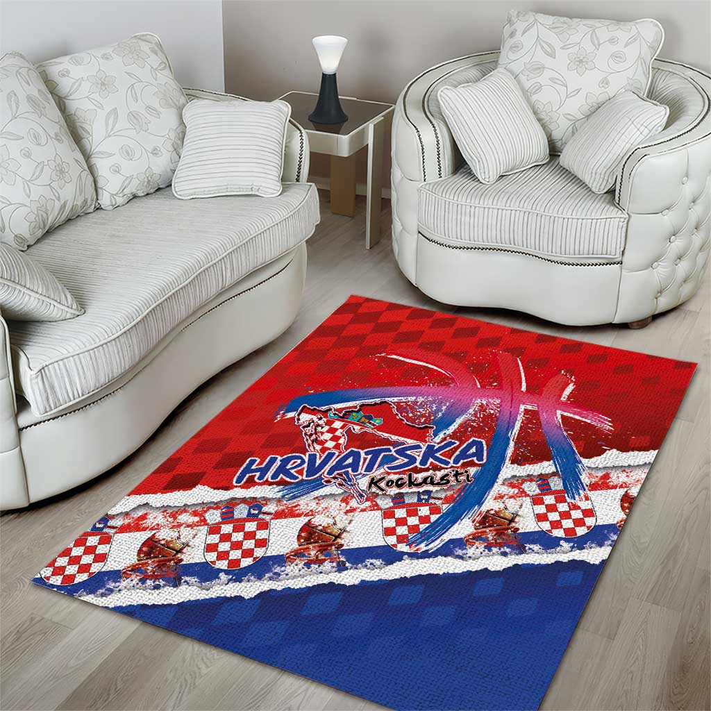 Basketball Fan Jersey Croatian Area Rug Hrvatska-The Chequered Ones - Wonder Print Shop