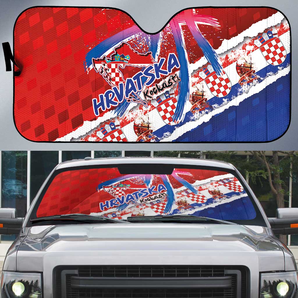 Basketball Fan Jersey Croatian Auto Sun Shade Hrvatska-The Chequered Ones - Wonder Print Shop