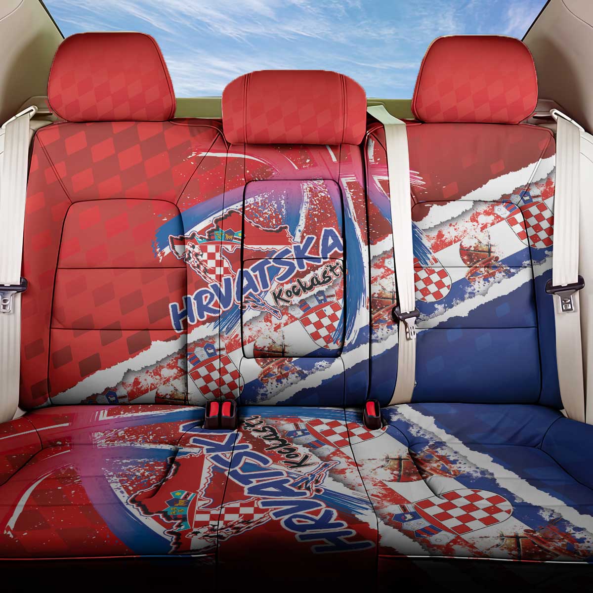 Basketball Fan Jersey Croatian Back Car Seat Cover Hrvatska-The Chequered Ones - Wonder Print Shop
