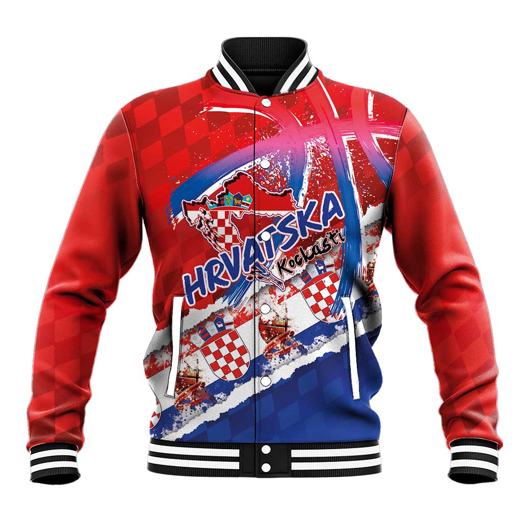 Basketball Fan Jersey Croatian Baseball Jacket Hrvatska-The Chequered Ones - Wonder Print Shop