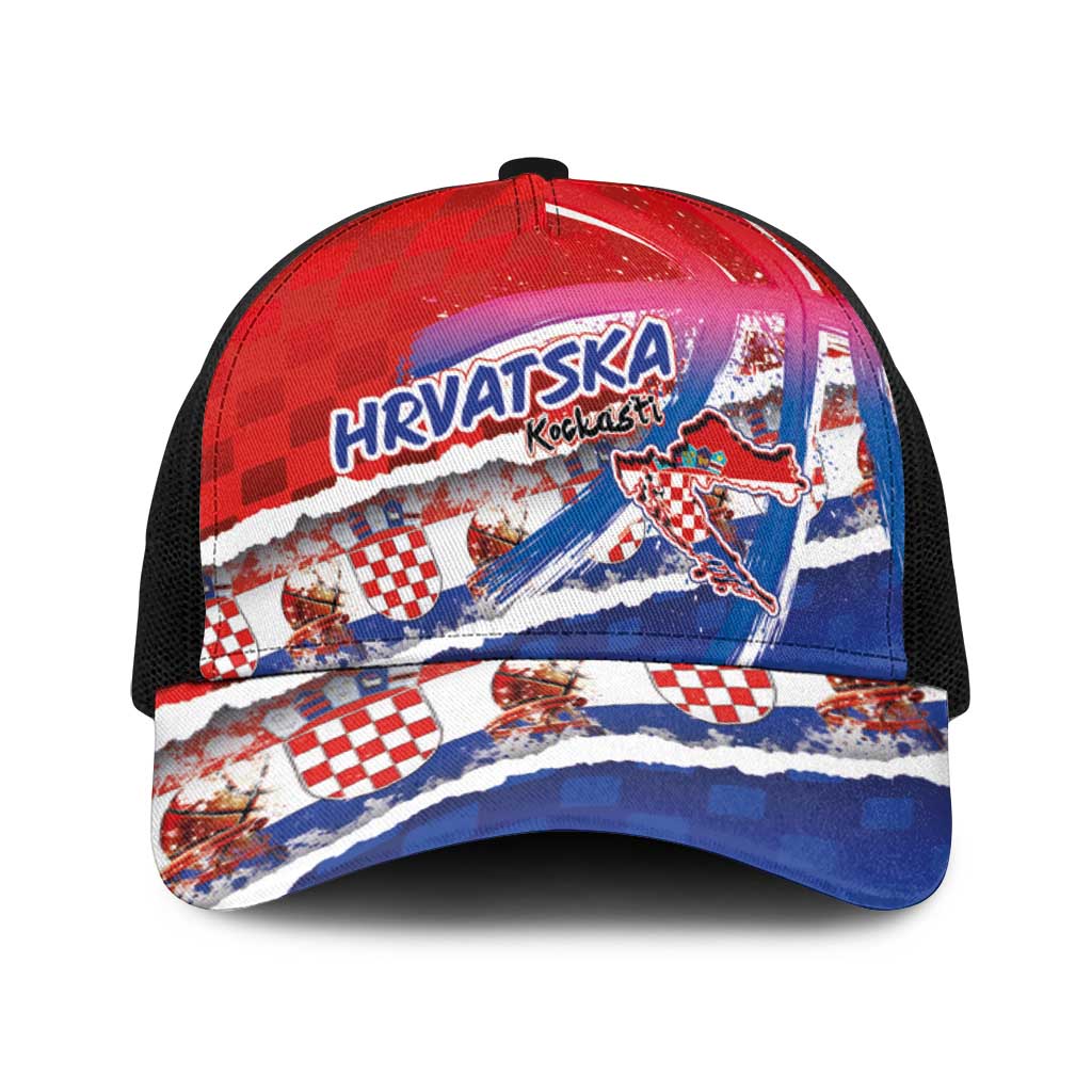 Basketball Fan Jersey Croatian Baseball Net Cap Hrvatska-The Chequered Ones - Wonder Print Shop