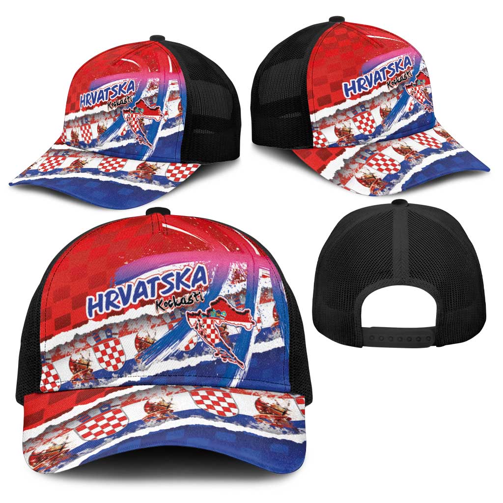 Basketball Fan Jersey Croatian Baseball Net Cap Hrvatska-The Chequered Ones - Wonder Print Shop