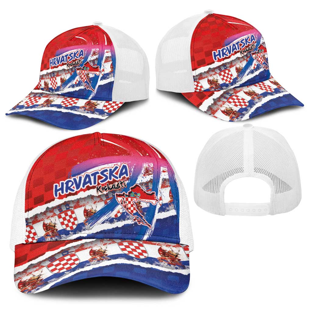 Basketball Fan Jersey Croatian Baseball Net Cap Hrvatska-The Chequered Ones - Wonder Print Shop