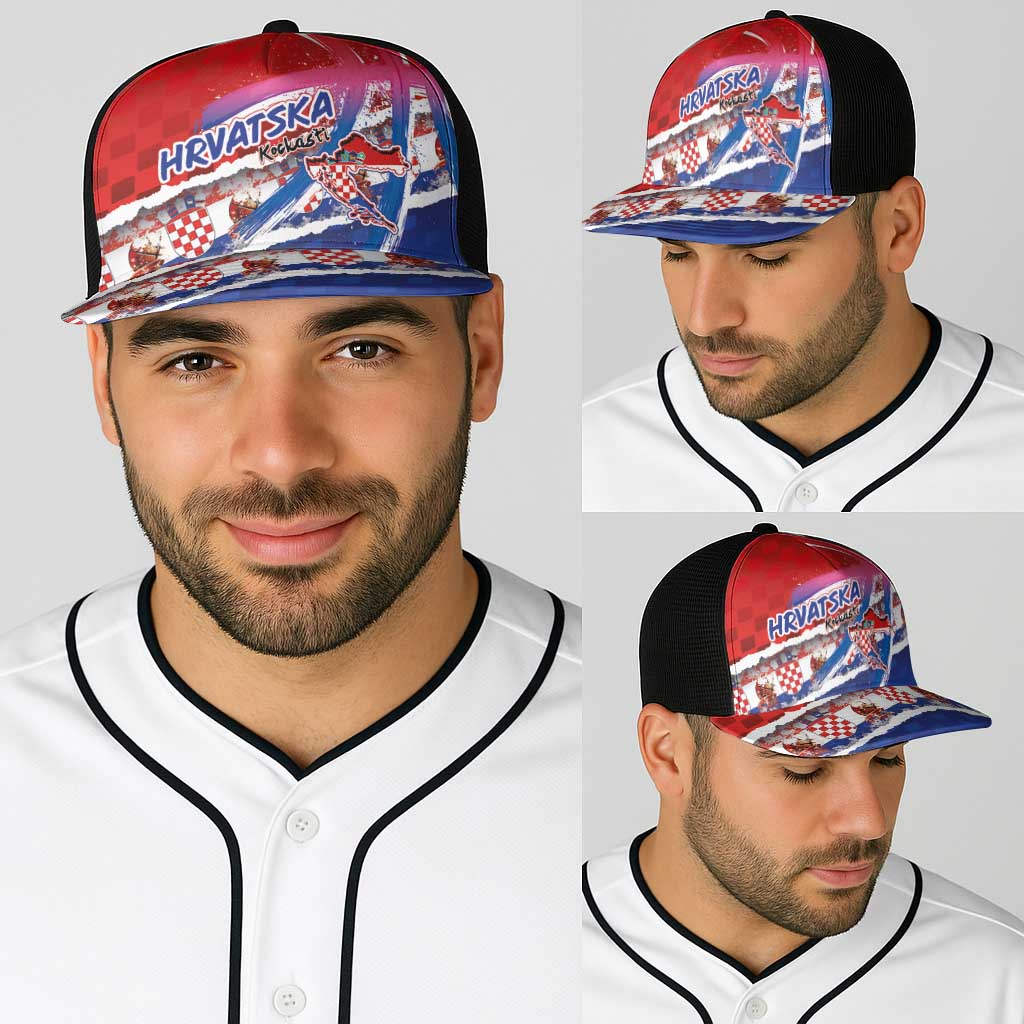 Basketball Fan Jersey Croatian Baseball Net Cap Hrvatska-The Chequered Ones - Wonder Print Shop