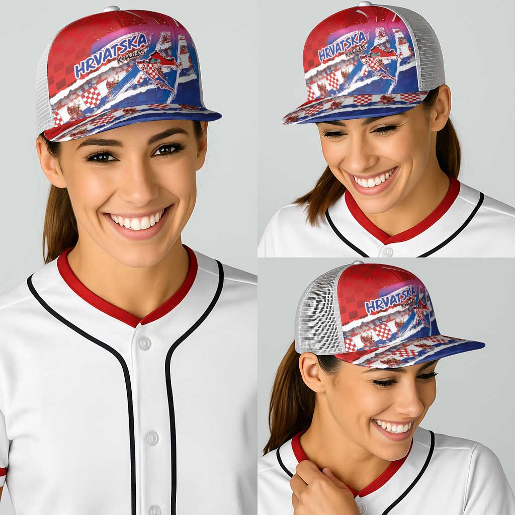 Basketball Fan Jersey Croatian Baseball Net Cap Hrvatska-The Chequered Ones - Wonder Print Shop