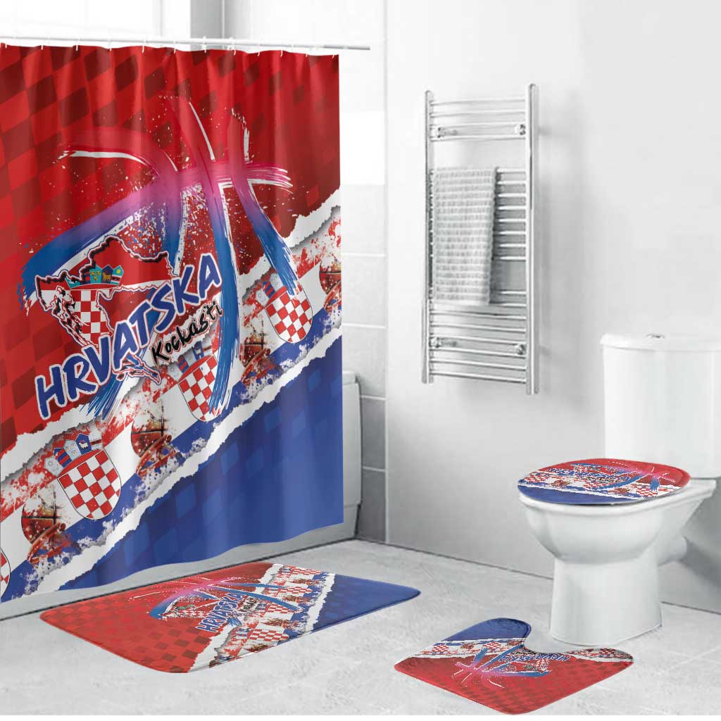 Basketball Fan Jersey Croatian Bathroom Set Hrvatska-The Chequered Ones - Wonder Print Shop