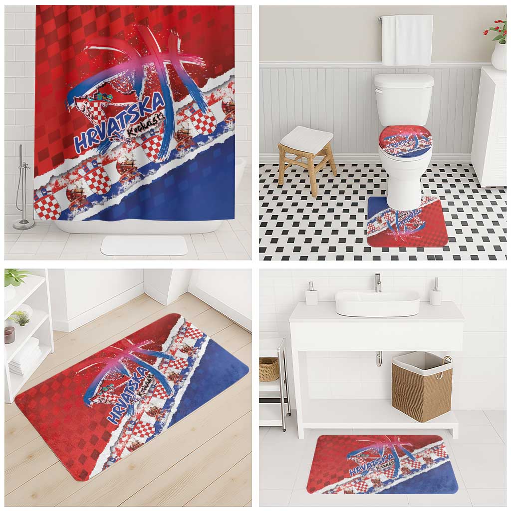 Basketball Fan Jersey Croatian Bathroom Set Hrvatska-The Chequered Ones - Wonder Print Shop
