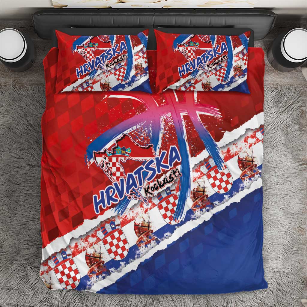 Basketball Fan Jersey Croatian Bedding Set Hrvatska-The Chequered Ones - Wonder Print Shop