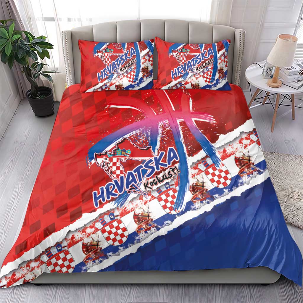 Basketball Fan Jersey Croatian Bedding Set Hrvatska-The Chequered Ones - Wonder Print Shop