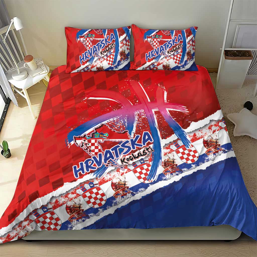 Basketball Fan Jersey Croatian Bedding Set Hrvatska-The Chequered Ones - Wonder Print Shop