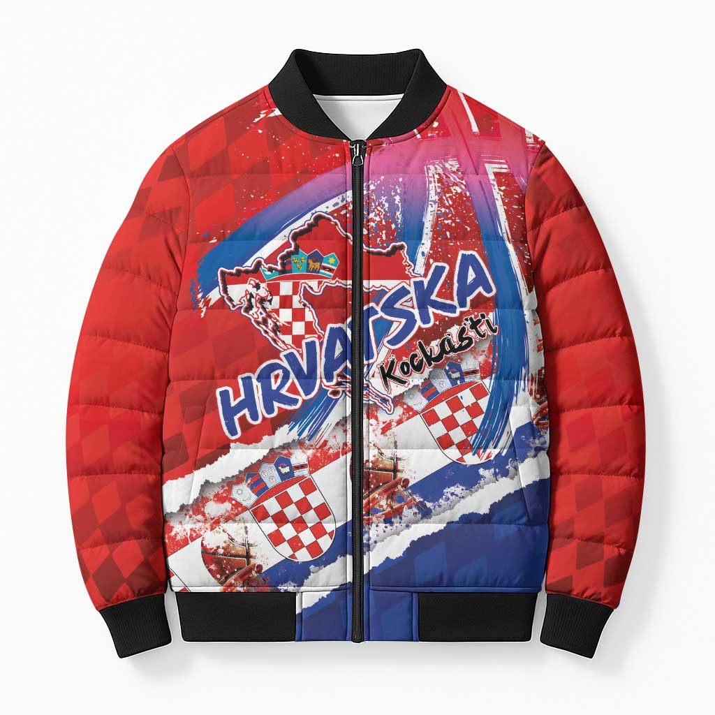 Basketball Fan Jersey Croatian Bomber Puffer Jacket Hrvatska-The Chequered Ones - Wonder Print Shop