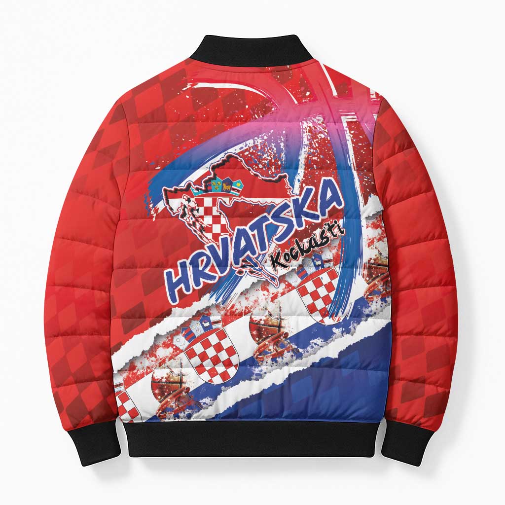 Basketball Fan Jersey Croatian Bomber Puffer Jacket Hrvatska-The Chequered Ones - Wonder Print Shop