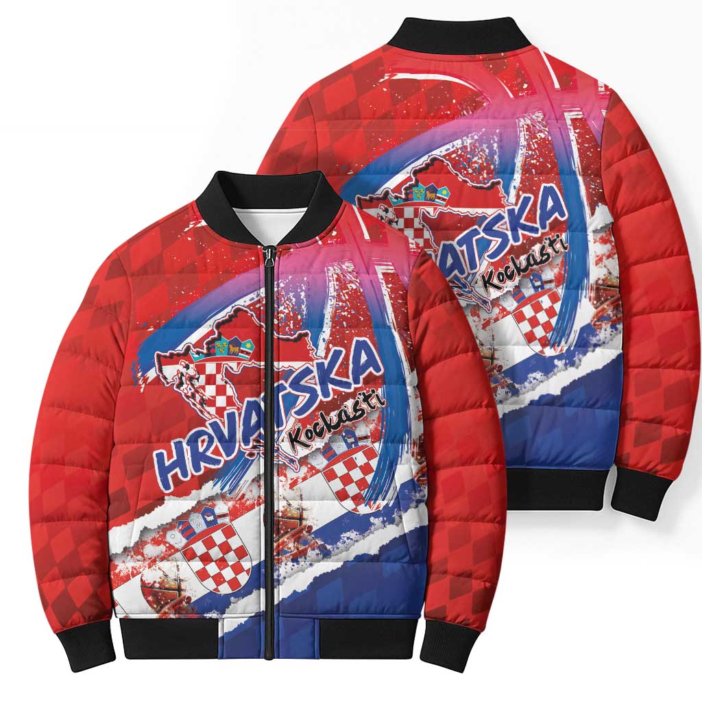 Basketball Fan Jersey Croatian Bomber Puffer Jacket Hrvatska-The Chequered Ones - Wonder Print Shop