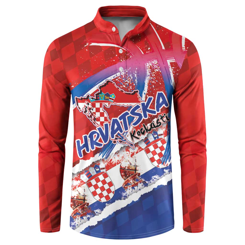 Basketball Fan Jersey Croatian Button Sweatshirt Hrvatska-The Chequered Ones - Wonder Print Shop