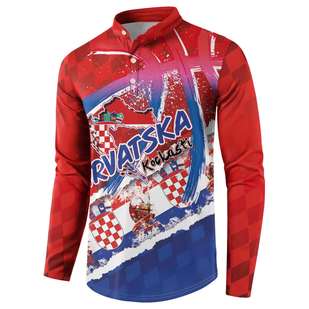 Basketball Fan Jersey Croatian Button Sweatshirt Hrvatska-The Chequered Ones - Wonder Print Shop
