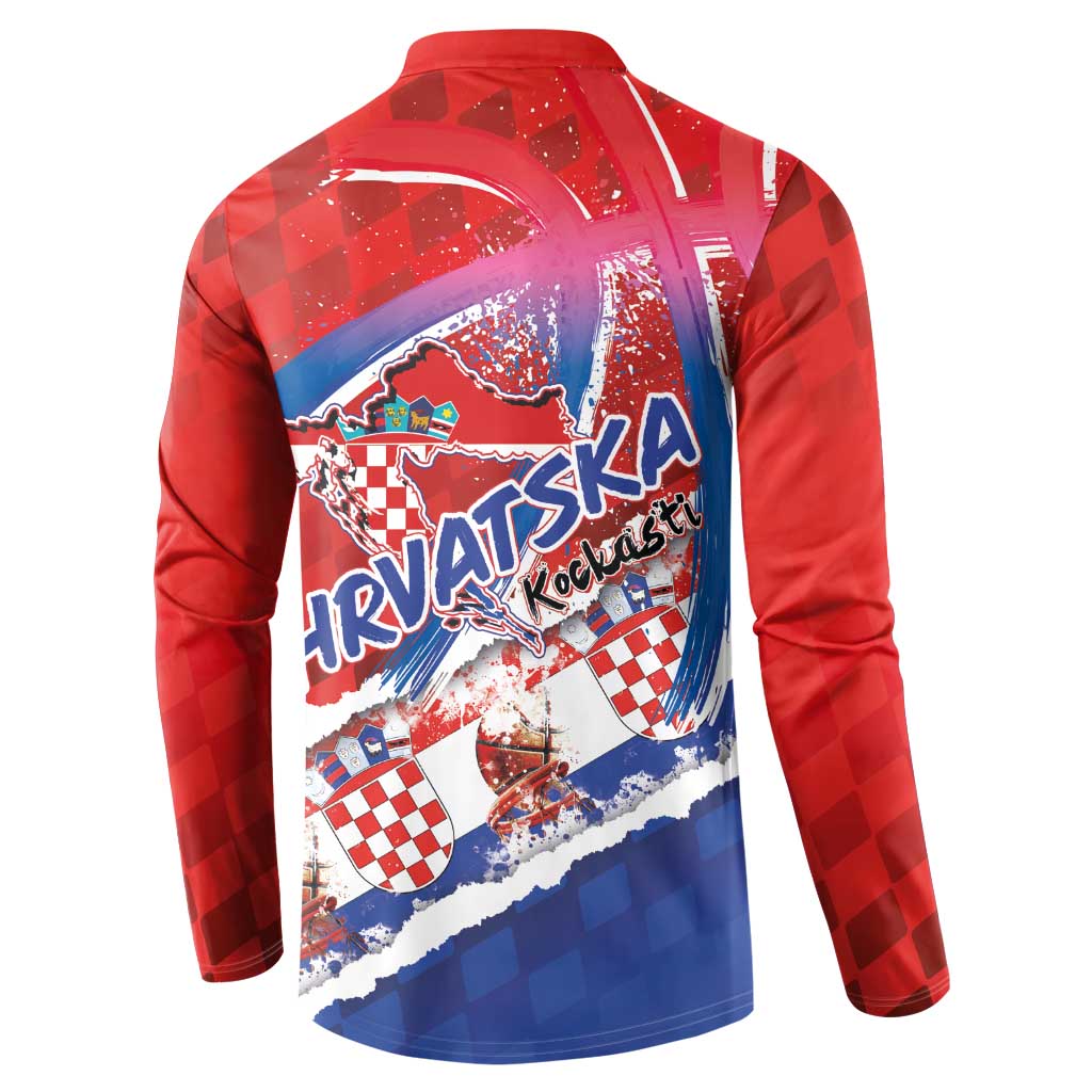 Basketball Fan Jersey Croatian Button Sweatshirt Hrvatska-The Chequered Ones - Wonder Print Shop