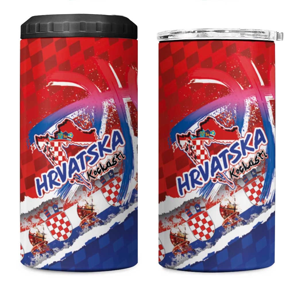 Basketball Fan Jersey Croatian 4 in 1 Can Cooler Tumbler Hrvatska-The Chequered Ones - Wonder Print Shop