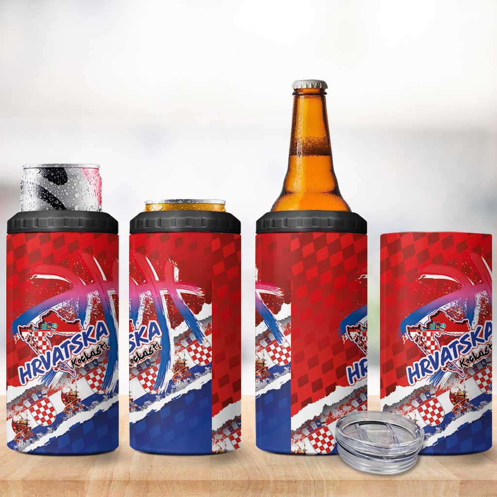 Basketball Fan Jersey Croatian 4 in 1 Can Cooler Tumbler Hrvatska-The Chequered Ones - Wonder Print Shop