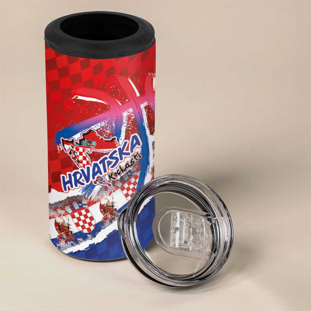 Basketball Fan Jersey Croatian 4 in 1 Can Cooler Tumbler Hrvatska-The Chequered Ones - Wonder Print Shop