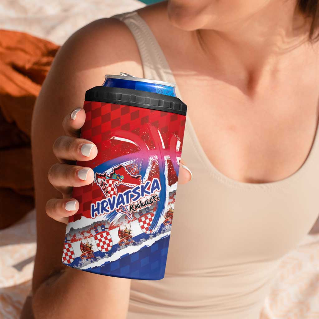 Basketball Fan Jersey Croatian 4 in 1 Can Cooler Tumbler Hrvatska-The Chequered Ones - Wonder Print Shop