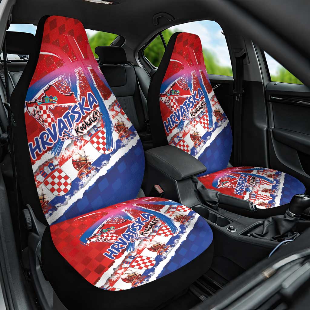 Basketball Fan Jersey Croatian Car Seat Cover Hrvatska-The Chequered Ones - Wonder Print Shop