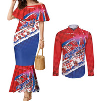 Basketball Fan Jersey Croatian Couples Matching Mermaid Dress and Long Sleeve Button Shirt Hrvatska-The Chequered Ones - Wonder Print Shop