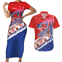 Basketball Fan Jersey Croatian Couples Matching Short Sleeve Bodycon Dress and Hawaiian Shirt Hrvatska-The Chequered Ones - Wonder Print Shop