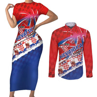 Basketball Fan Jersey Croatian Couples Matching Short Sleeve Bodycon Dress and Long Sleeve Button Shirt Hrvatska-The Chequered Ones - Wonder Print Shop