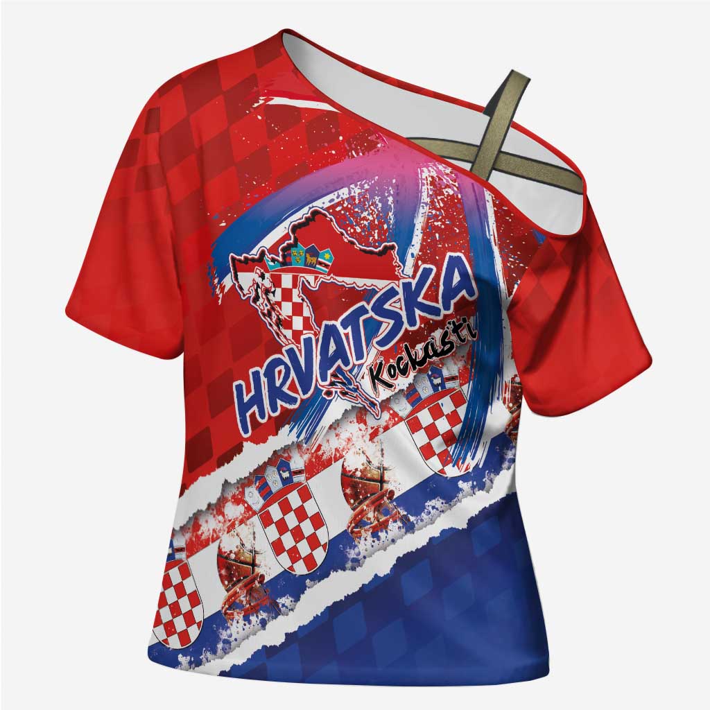 Basketball Fan Jersey Croatian Cross Shoulder Shirt Hrvatska-The Chequered Ones - Wonder Print Shop