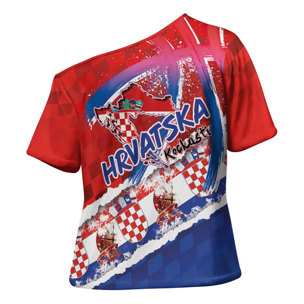 Basketball Fan Jersey Croatian Cross Shoulder Shirt Hrvatska-The Chequered Ones - Wonder Print Shop
