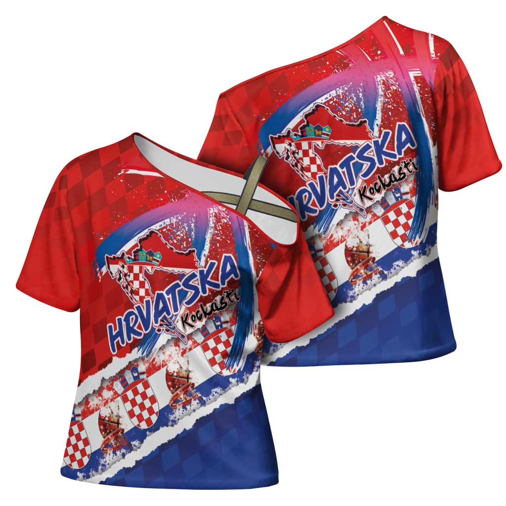 Basketball Fan Jersey Croatian Cross Shoulder Shirt Hrvatska-The Chequered Ones - Wonder Print Shop