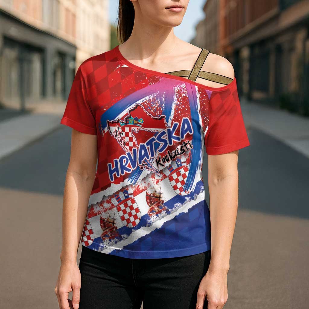 Basketball Fan Jersey Croatian Cross Shoulder Shirt Hrvatska-The Chequered Ones - Wonder Print Shop