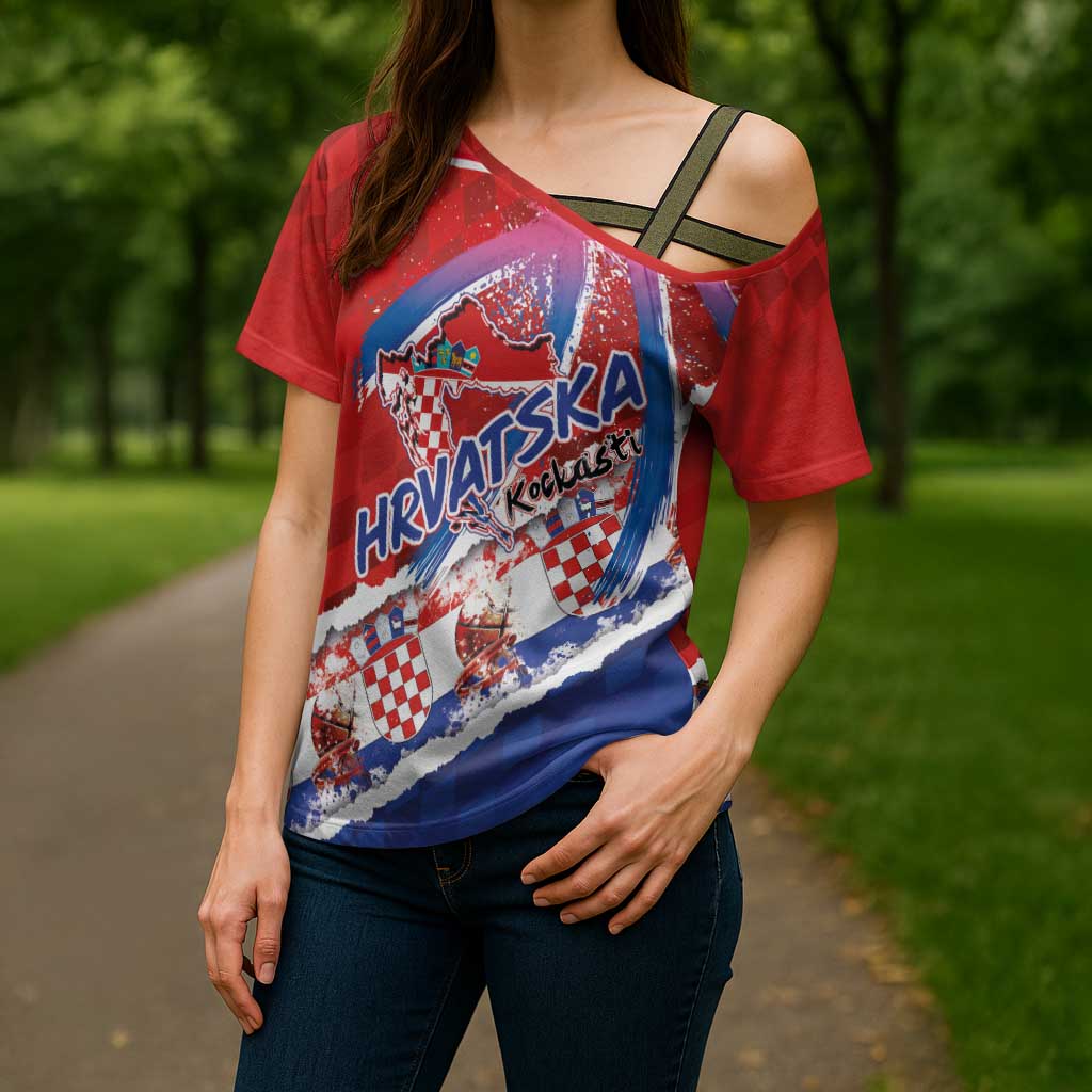 Basketball Fan Jersey Croatian Cross Shoulder Shirt Hrvatska-The Chequered Ones - Wonder Print Shop