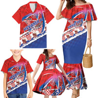 Basketball Fan Jersey Croatian Family Matching Mermaid Dress and Hawaiian Shirt Hrvatska-The Chequered Ones - Wonder Print Shop