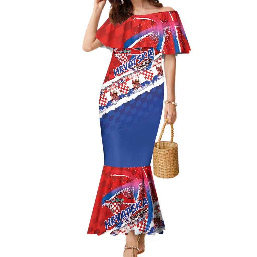 Basketball Fan Jersey Croatian Family Matching Mermaid Dress and Hawaiian Shirt Hrvatska-The Chequered Ones - Wonder Print Shop