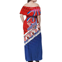 Basketball Fan Jersey Croatian Family Matching Off Shoulder Maxi Dress and Hawaiian Shirt Hrvatska-The Chequered Ones - Wonder Print Shop