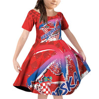 Basketball Fan Jersey Croatian Family Matching Off Shoulder Short Dress and Hawaiian Shirt Hrvatska-The Chequered Ones - Wonder Print Shop